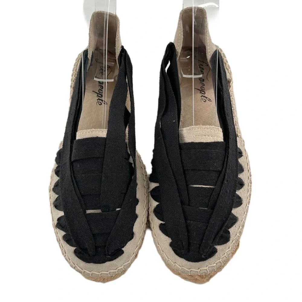 Free people flats 36 6 black beige suede dorsay Espadrilles coastal granny